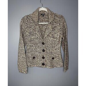Apt 9 Sweater Womens Petite Medium Beige Brown Button Blazer Structured Cardigan